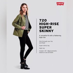 ♦️ LEVI’S 720 high rise jeans Sz 26 super skinny black jeans